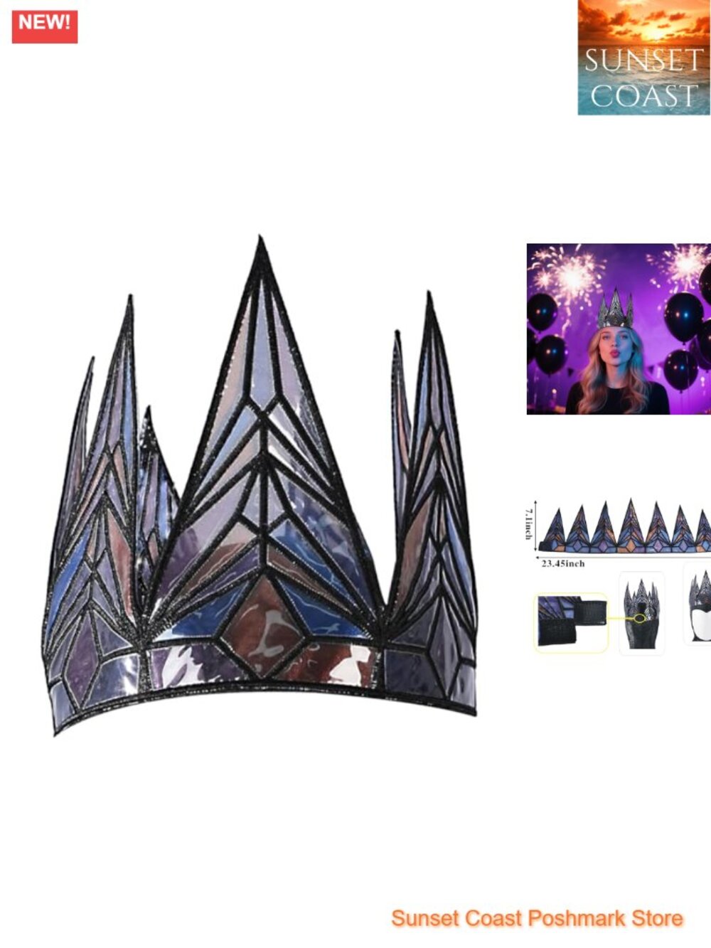 Gothic Queen Evil Queen Tiara Crown Halloween Cosplay TPU Headpiece